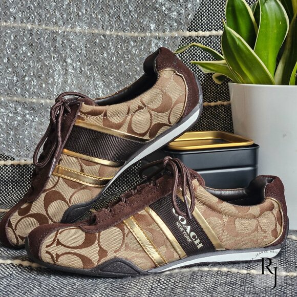 Coach Remonna Canvas & Suede Signature C Logo Sneakers - Picture 5 of 11